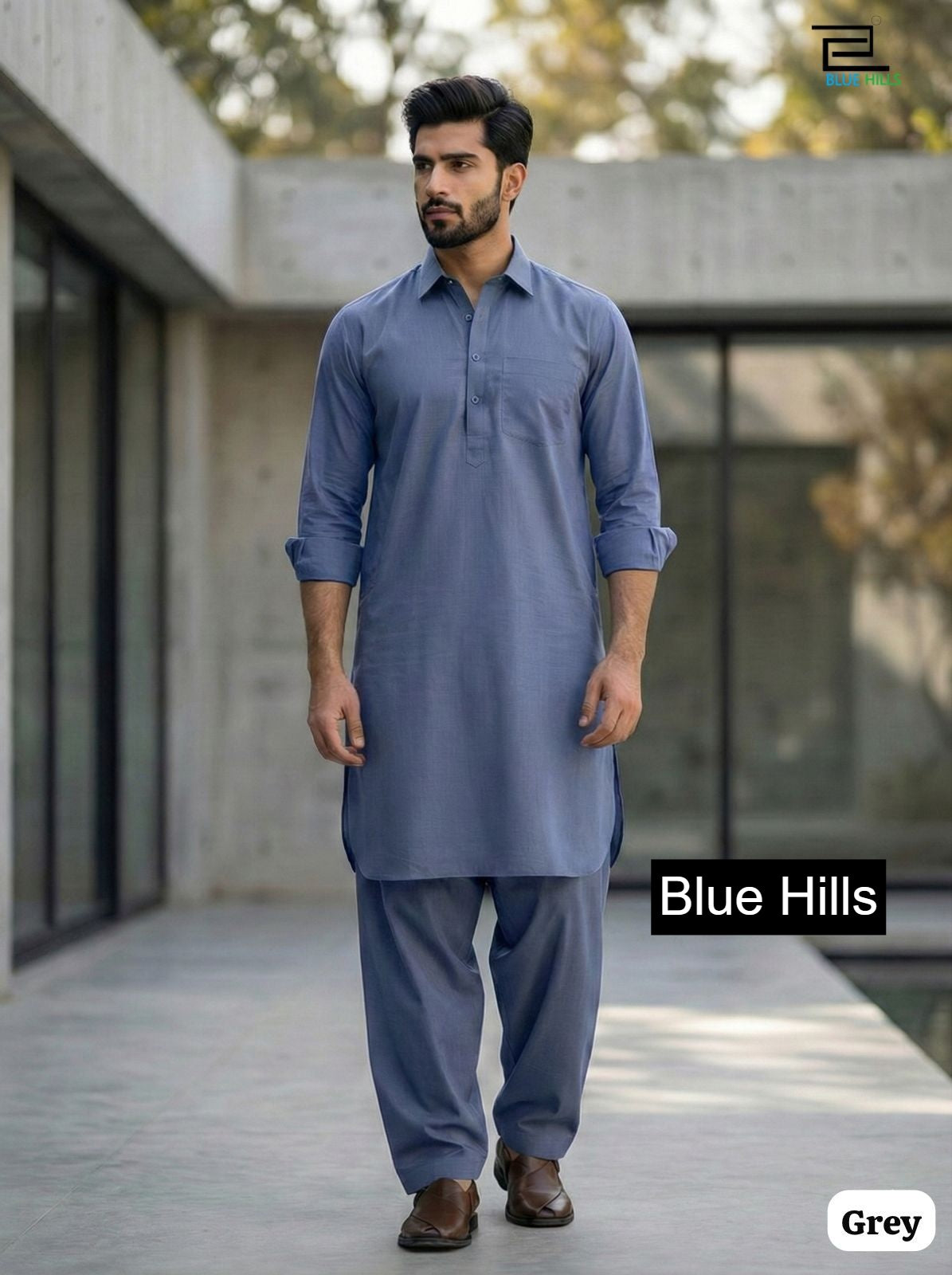Pathani Vol 1 Blue Hills Cotton Mens Kurta Pajama Wholesaler Ahmedabad