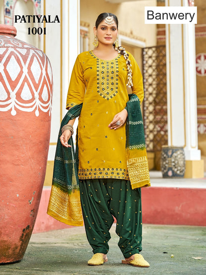 Patiyala Banwery Gadwal Silk Readymade Salwar Suits Manufacturer India