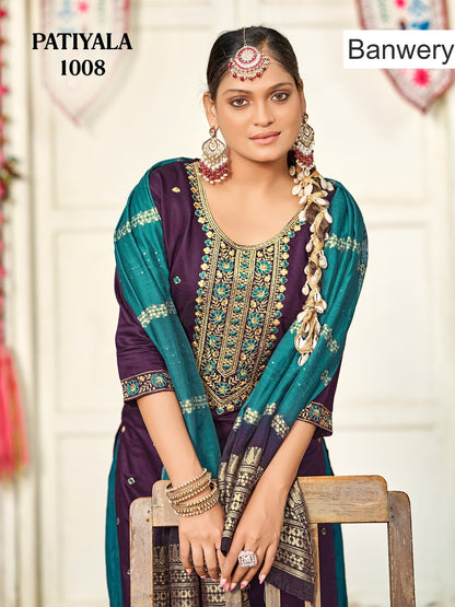 Patiyala Banwery Gadwal Silk Readymade Salwar Suits Manufacturer India