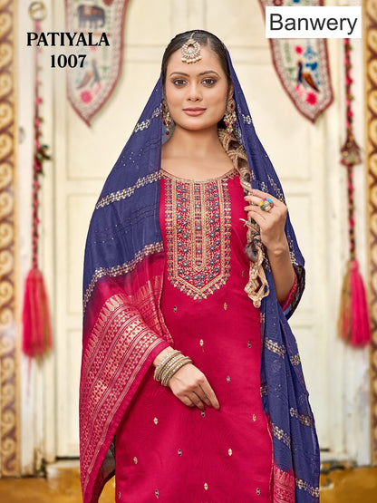 Patiyala Banwery Gadwal Silk Readymade Salwar Suits Manufacturer India