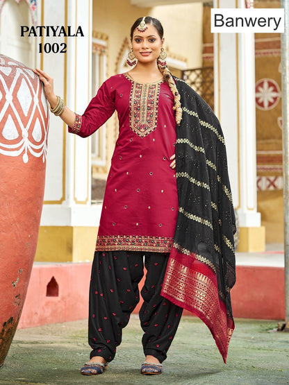 Patiyala Banwery Gadwal Silk Readymade Salwar Suits Manufacturer India
