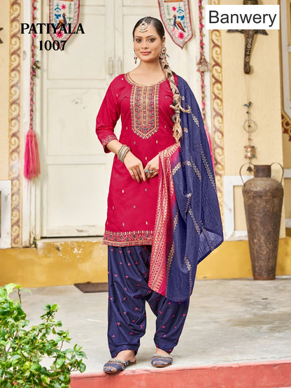 Patiyala Banwery Gadwal Silk Readymade Salwar Suits Manufacturer India