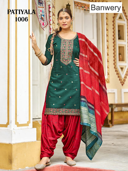 Patiyala Banwery Gadwal Silk Readymade Salwar Suits Manufacturer India