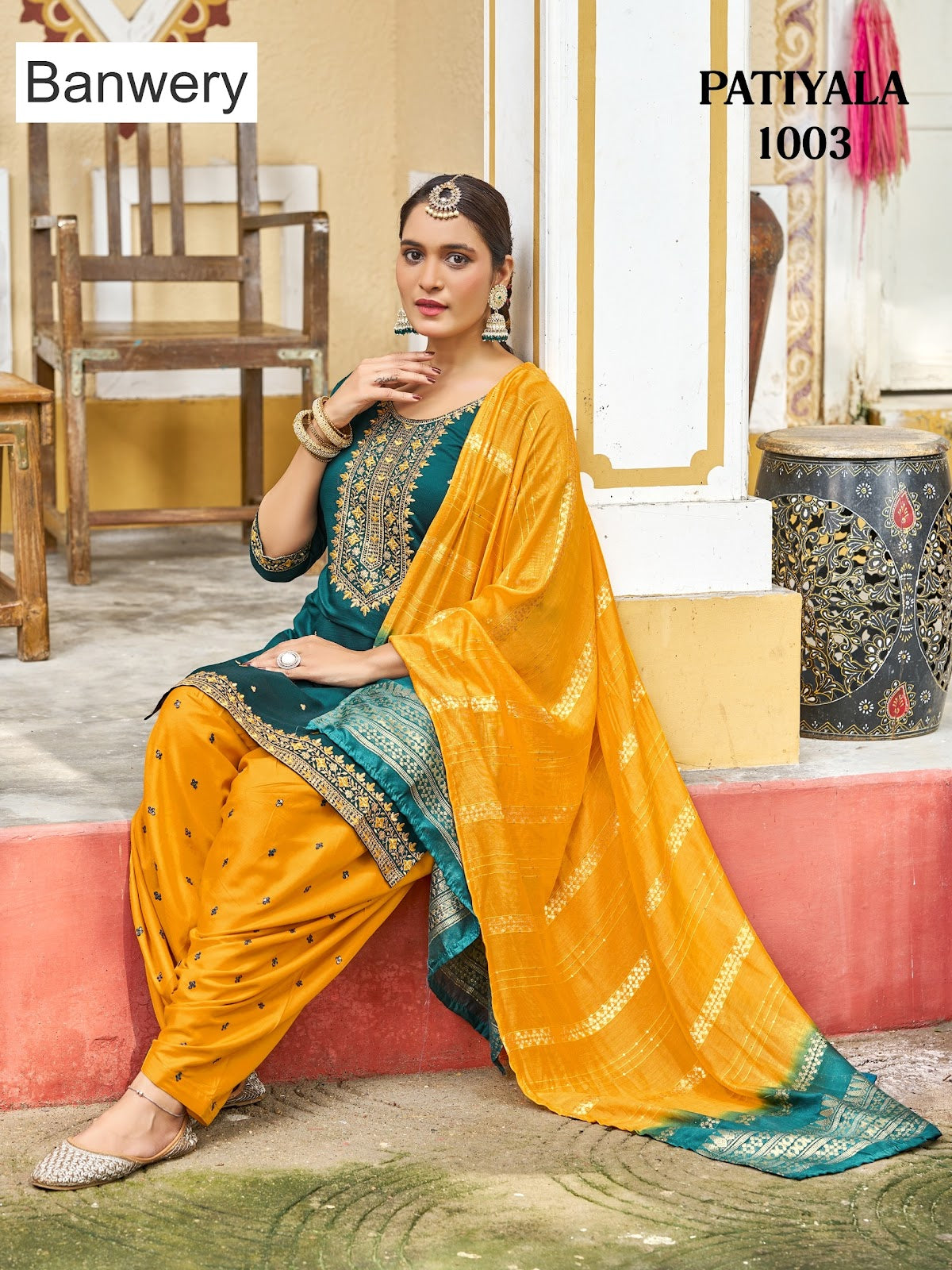Patiyala Banwery Gadwal Silk Readymade Salwar Suits Manufacturer India