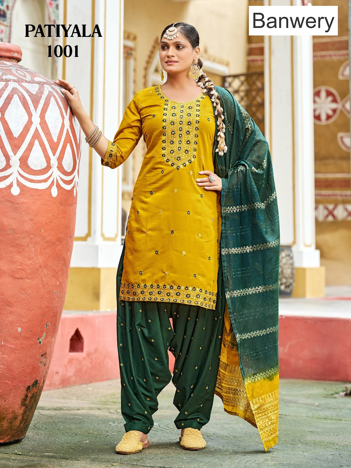 Patiyala Banwery Gadwal Silk Readymade Salwar Suits Manufacturer India