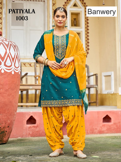 Patiyala Banwery Gadwal Silk Readymade Salwar Suits Manufacturer India