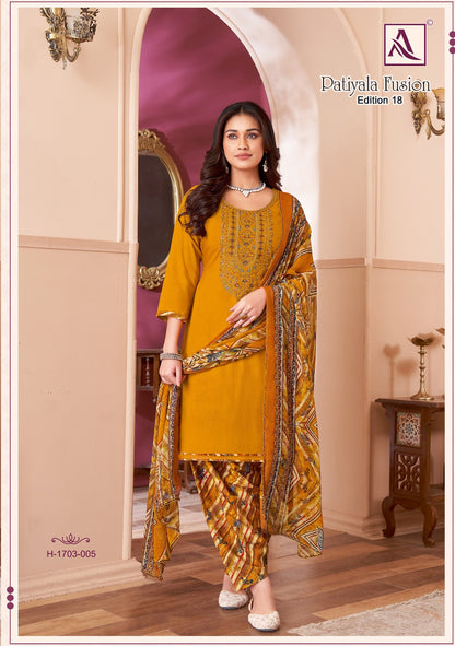Patiyala Fusion Edition 18 Alok Viscose Karachi Salwar Suits Wholesale Price