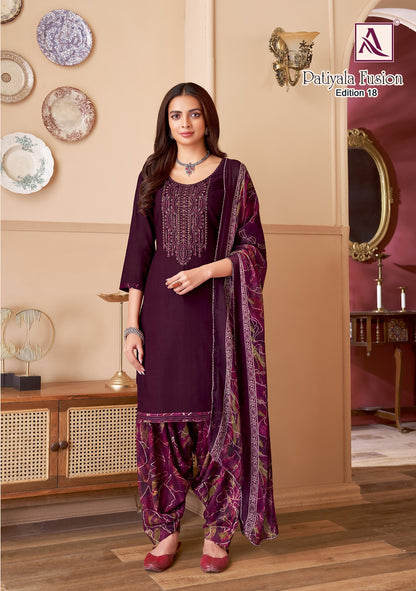 Patiyala Fusion Edition 18 Alok Viscose Karachi Salwar Suits Wholesale Price