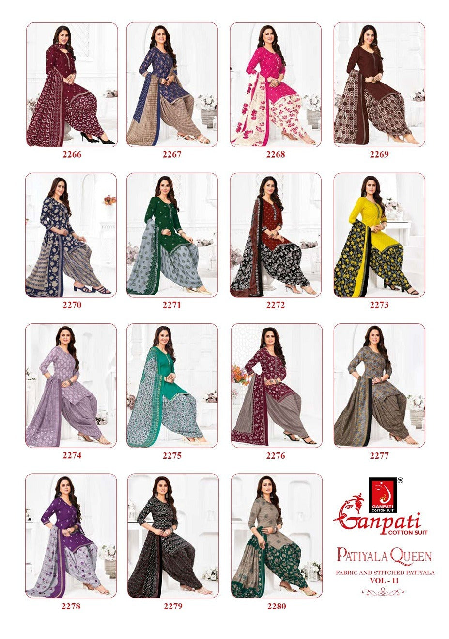 Patiyala Queen Vol 11 Ganpati Cotton Readymade Salwar Suits Manufacturer Ahmedabad