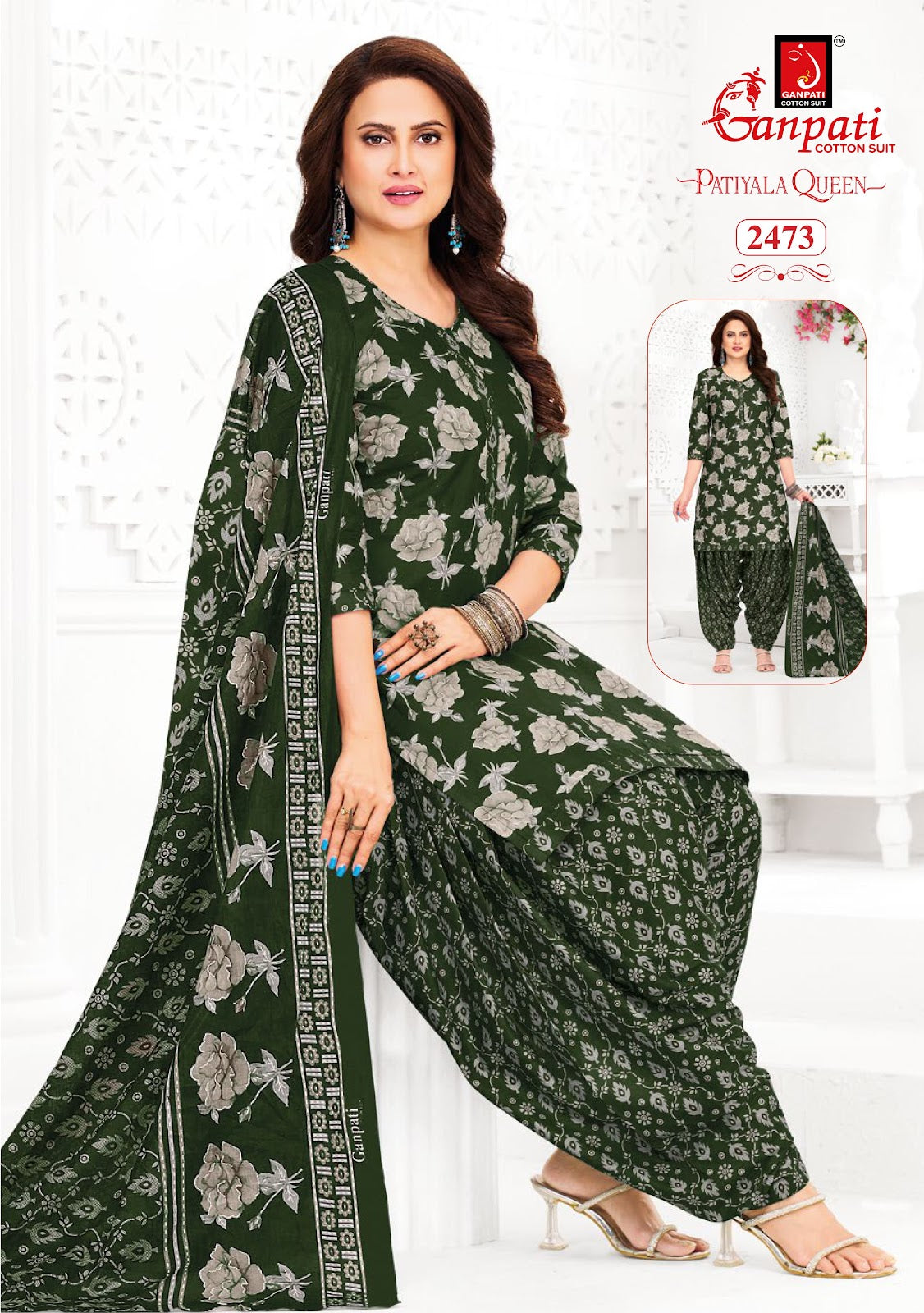 Patiyala Queen Vol 13 Ganpati Cotton Dress Material Wholesaler Ahmedabad