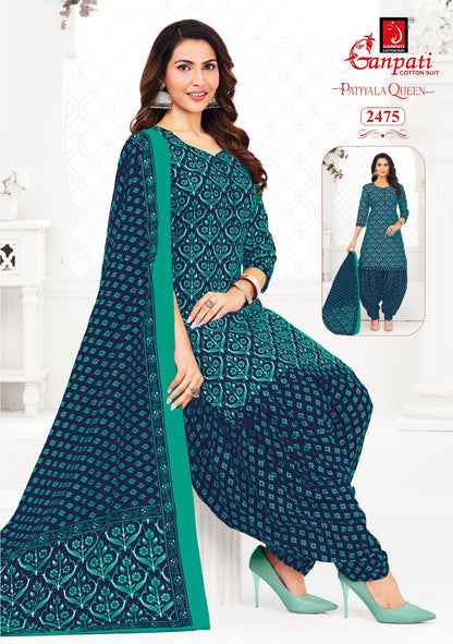 Patiyala Queen Vol 13 Ganpati Cotton Dress Material Wholesaler Ahmedabad