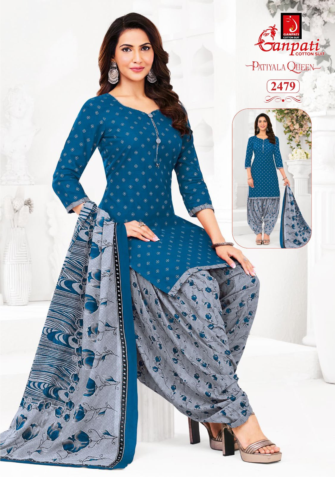 Patiyala Queen Vol 13 Ganpati Cotton Dress Material Wholesaler Ahmedabad