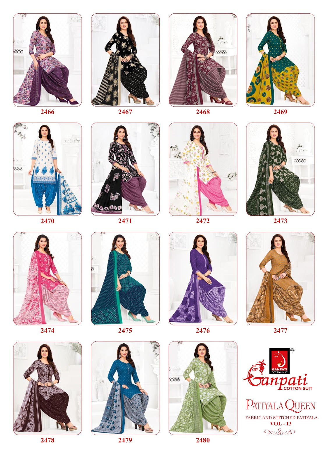 Patiyala Queen Vol 13 Ganpati Cotton Dress Material Wholesaler Ahmedabad
