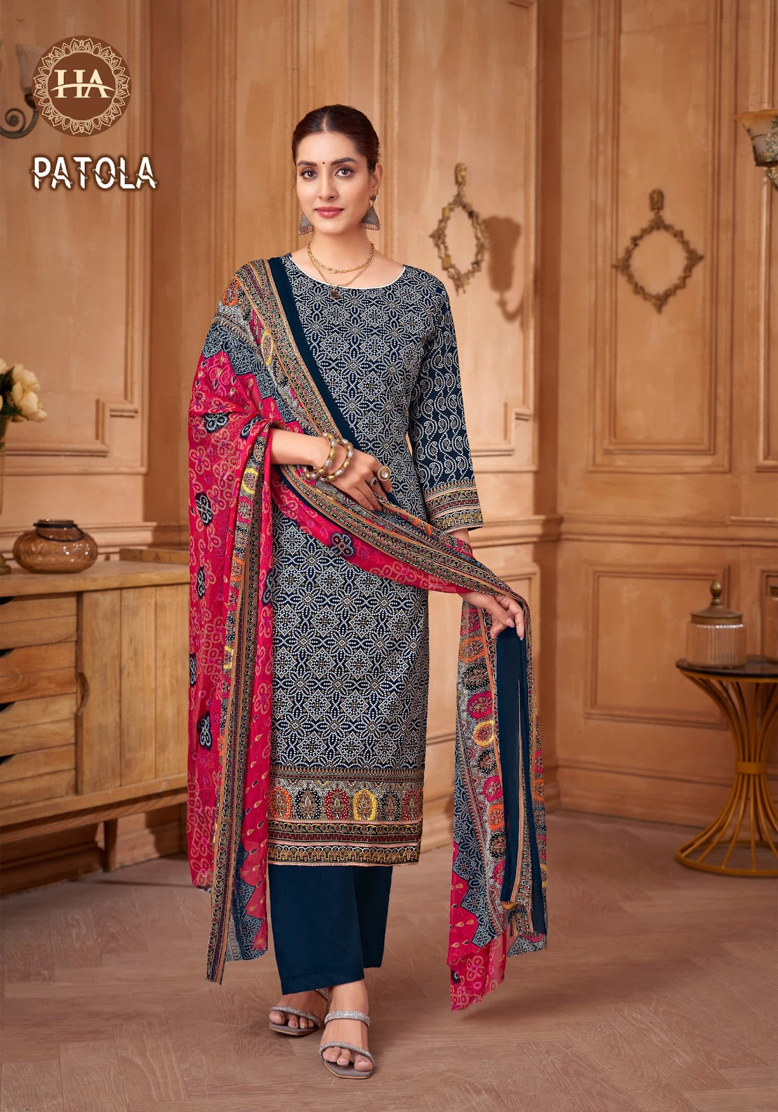 Patola Harshit Fashion Cotton Cambric Plazzo Style Suits Exporter India