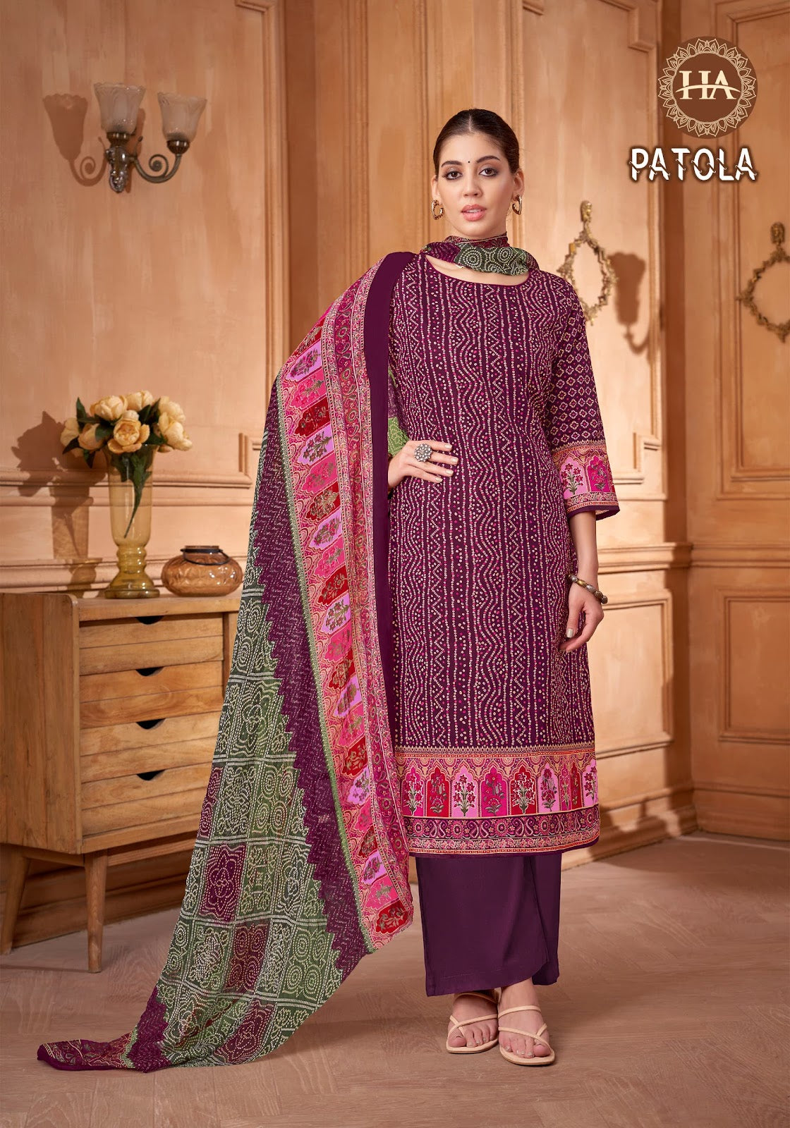 Patola Harshit Fashion Cotton Cambric Plazzo Style Suits Exporter India