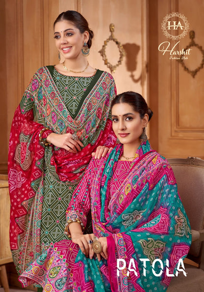 Patola Harshit Fashion Cotton Cambric Plazzo Style Suits Exporter India