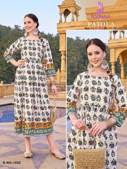 Patola Poonam Designer Cotton Anarkali Kurtis Wholesale