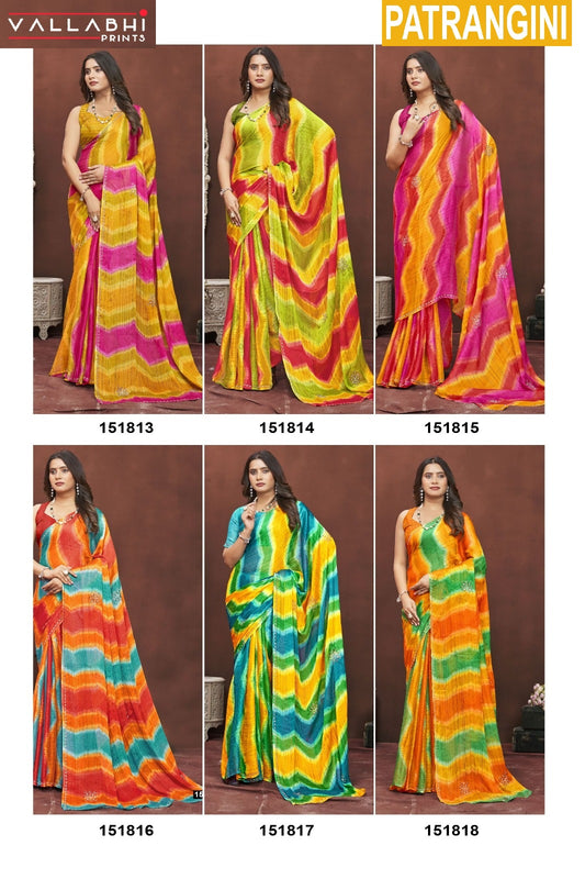 Patrangini Vallabhi Prints Chiffon Sarees Wholesale Price