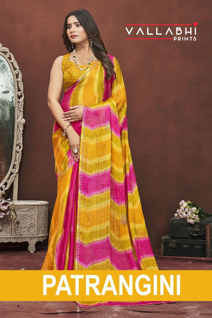 Patrangini Vallabhi Prints Chiffon Sarees Wholesale Price