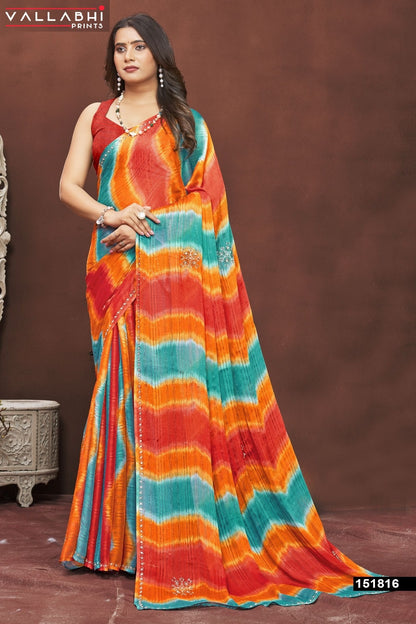 Patrangini Vallabhi Prints Chiffon Sarees Wholesale Price