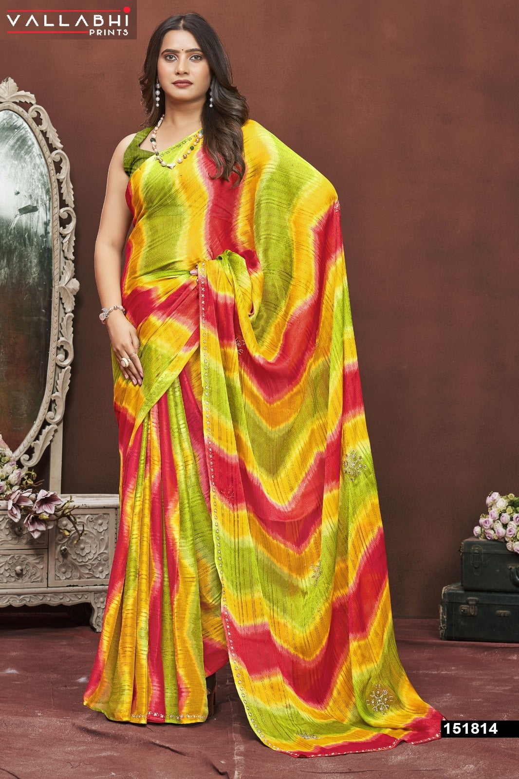 Patrangini Vallabhi Prints Chiffon Sarees Wholesale Price