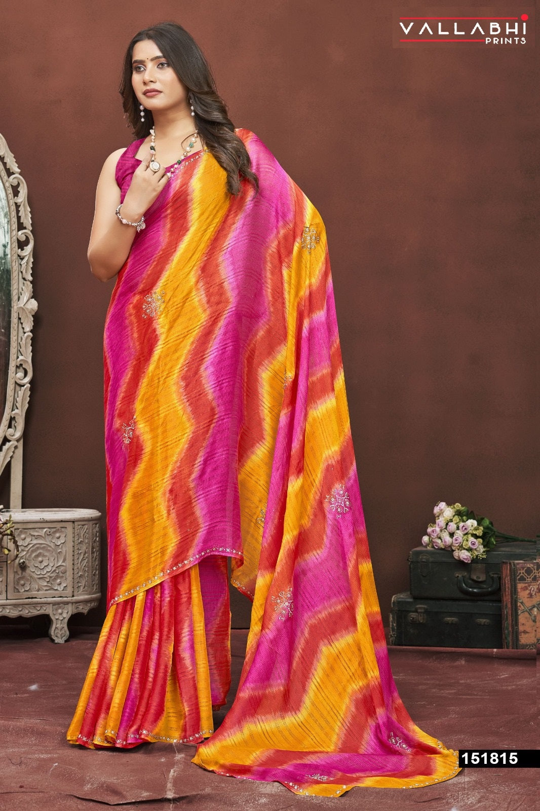Patrangini Vallabhi Prints Chiffon Sarees Wholesale Price