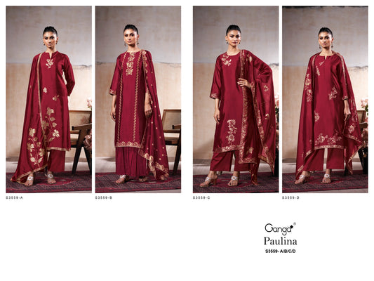 Paulina 3559 Ganga Premium Viscose Plazzo Style Suits Wholesaler Gujarat