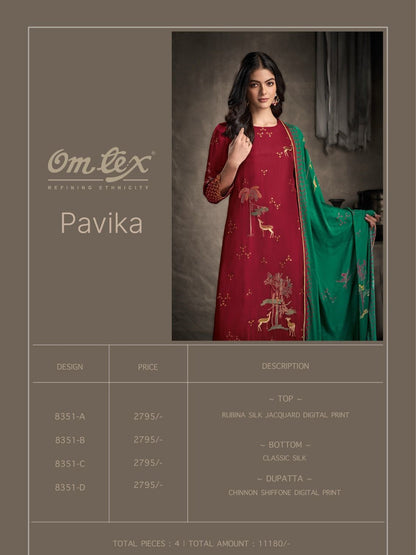 Pavika Omtex Silk Pant Style Suits Manufacturer Ahmedabad