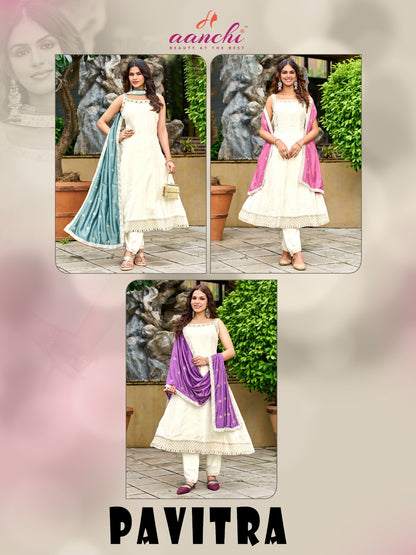 Pavitra Aanchi Vichitra Silk Readymade Anarkali Suits Supplier Ahmedabad