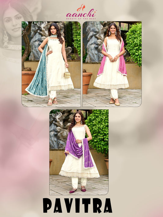 Pavitra Aanchi Vichitra Silk Readymade Anarkali Suits Supplier Ahmedabad