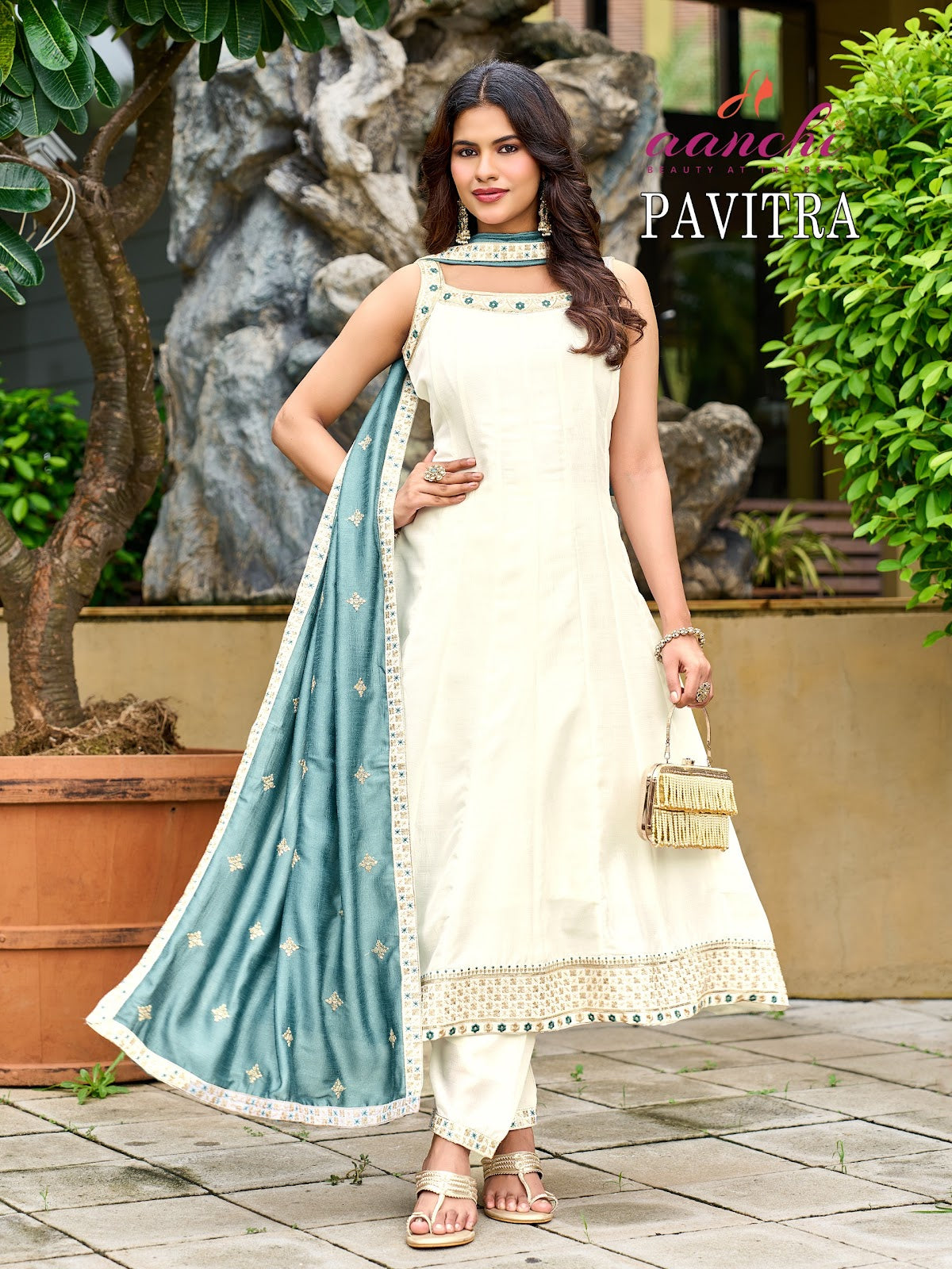 Pavitra Aanchi Vichitra Silk Readymade Anarkali Suits Supplier Ahmedabad