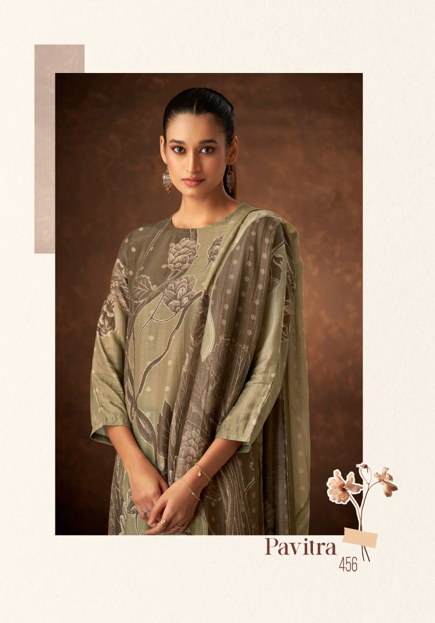 Pavitra Itrana Muslin Silk Pant Style Suits Supplier India