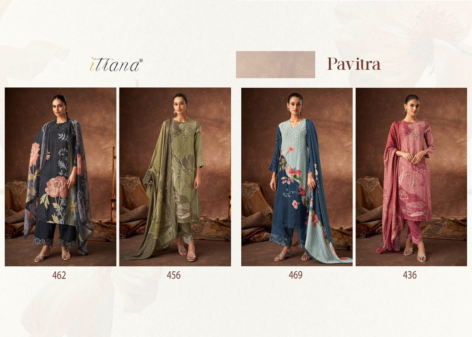 Pavitra Itrana Muslin Silk Pant Style Suits Supplier India