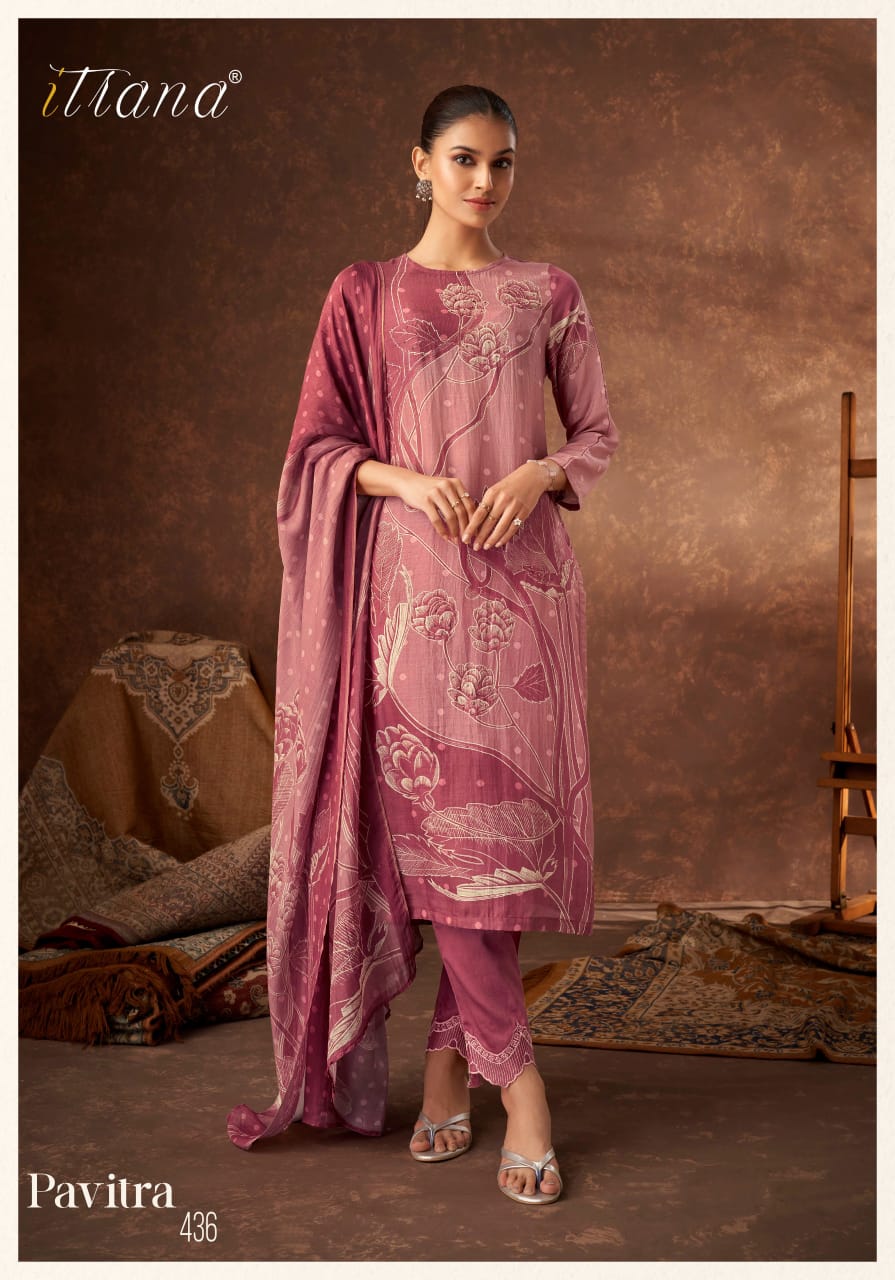 Pavitra Itrana Muslin Silk Pant Style Suits Supplier India