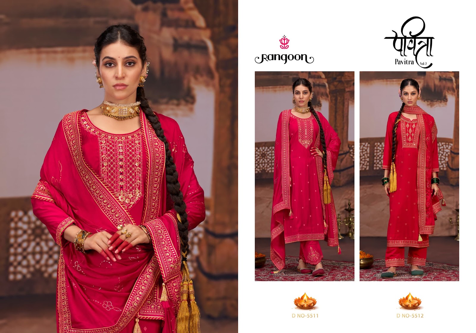 Pavitra Vol 2 Rangoon Silk Readymade Pant Style Suits Supplier Ahmedabad