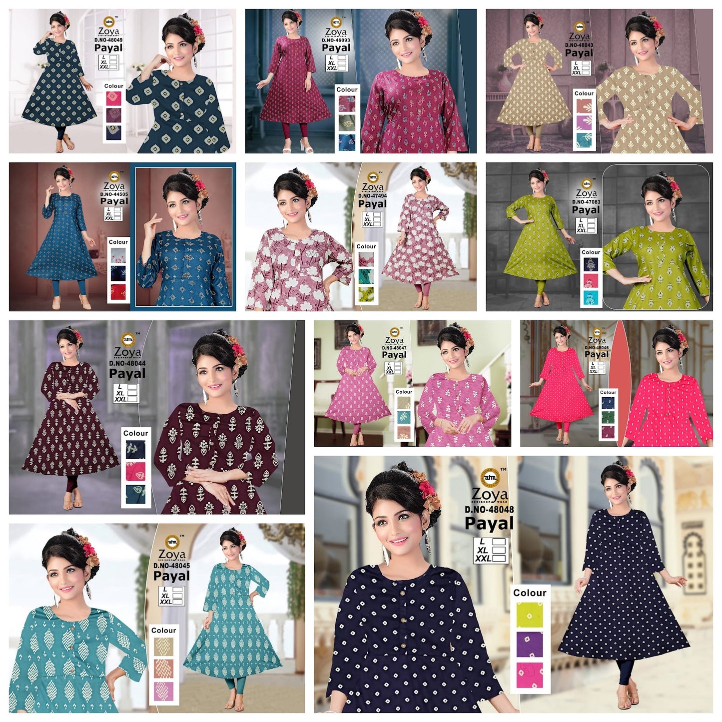 Payal 1403 Zoya Rayon Anarkali Kurtis Supplier India