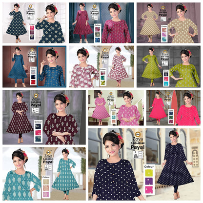 Payal 1403 Zoya Rayon Anarkali Kurtis Supplier India