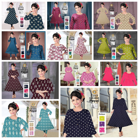 Payal 1403 Zoya Rayon Anarkali Kurtis Supplier India