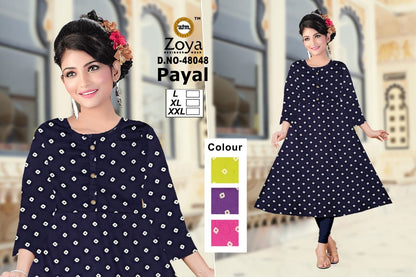 Payal 1403 Zoya Rayon Anarkali Kurtis Supplier India