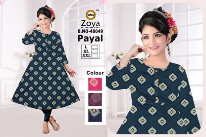 Payal 1403 Zoya Rayon Anarkali Kurtis Supplier India