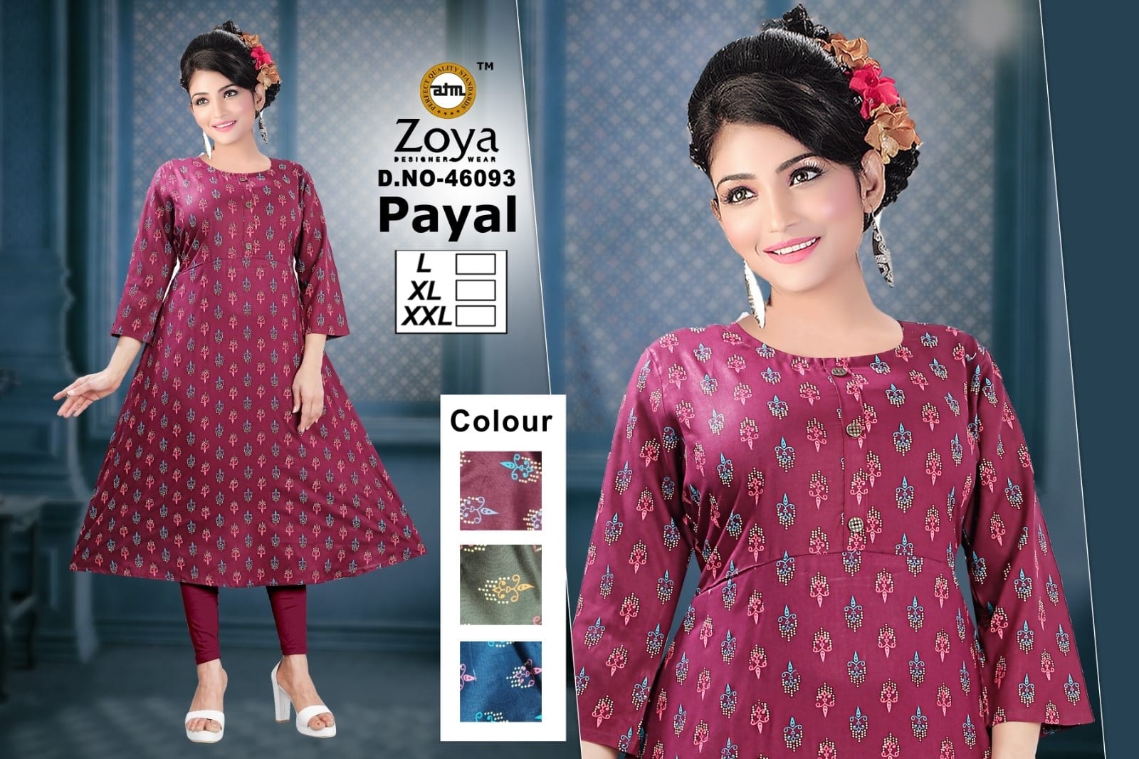 Payal 1403 Zoya Rayon Anarkali Kurtis Supplier India
