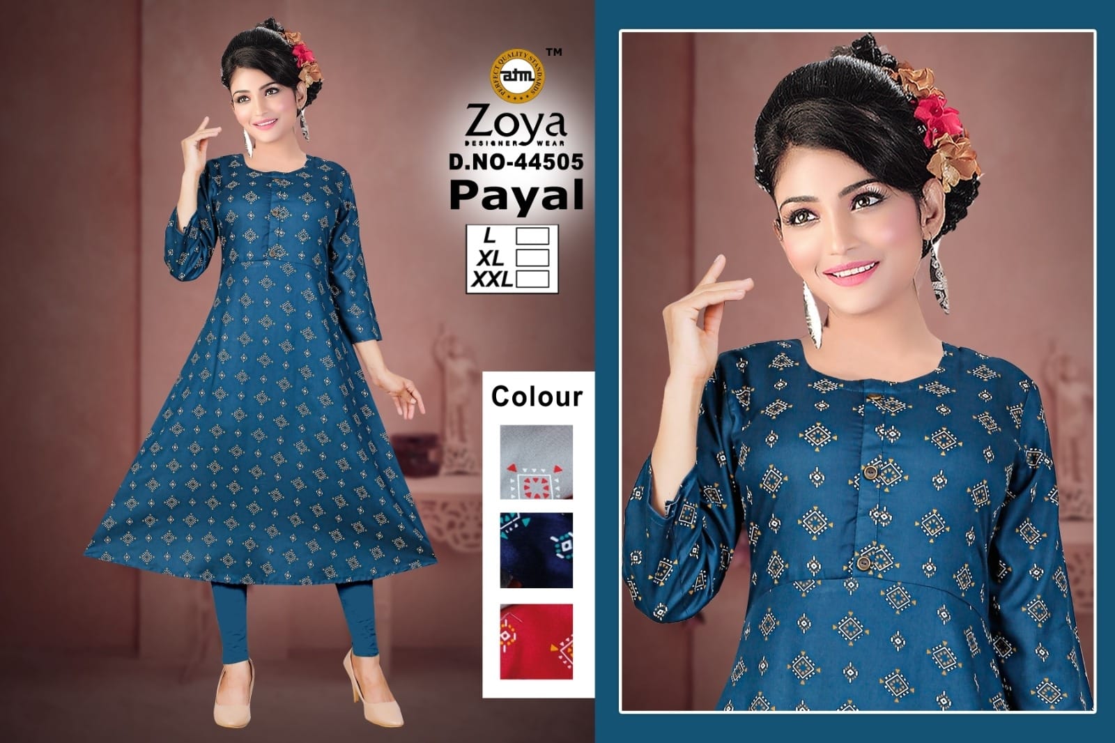 Payal 1403 Zoya Rayon Anarkali Kurtis Supplier India