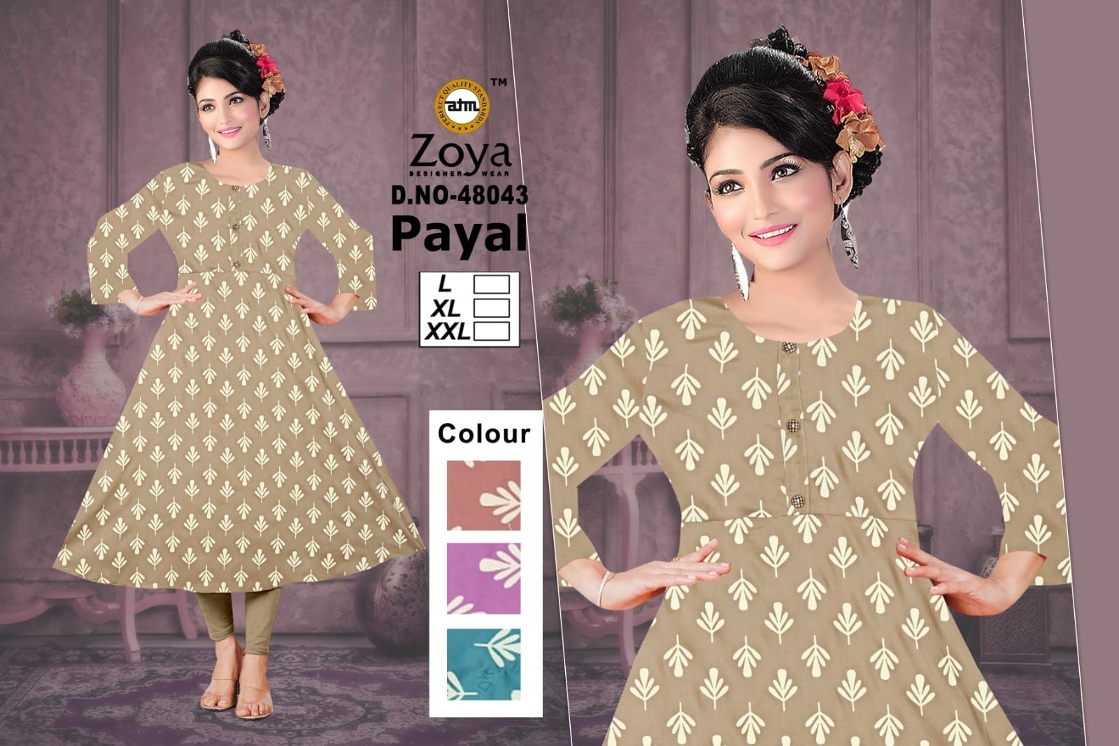 Payal 1403 Zoya Rayon Anarkali Kurtis Supplier India