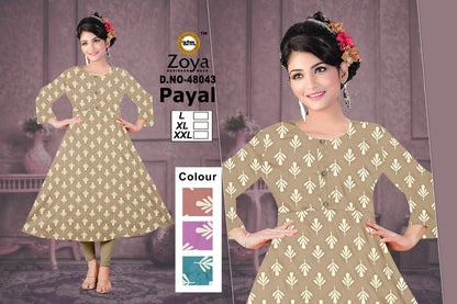Payal 1403 Zoya Rayon Anarkali Kurtis Supplier India
