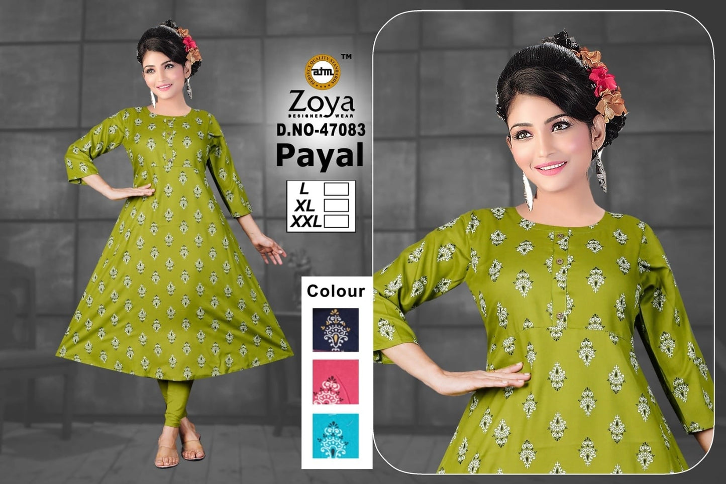 Payal 1403 Zoya Rayon Anarkali Kurtis Supplier India