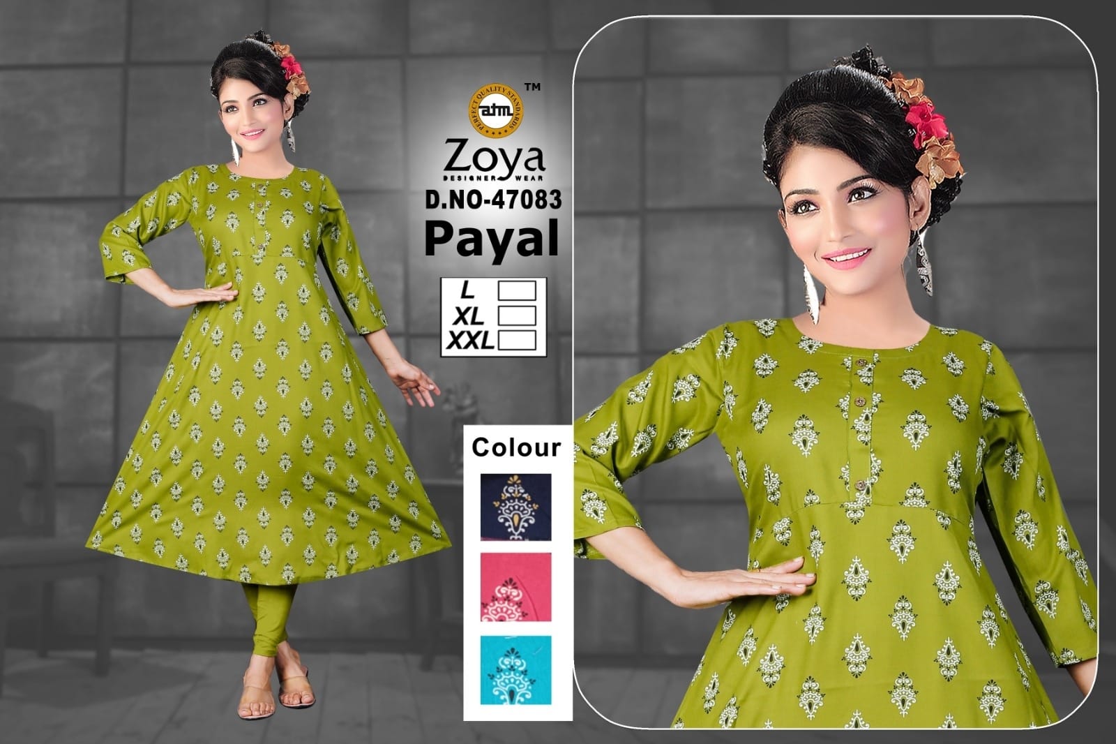 Payal 1403 Zoya Rayon Anarkali Kurtis Supplier India