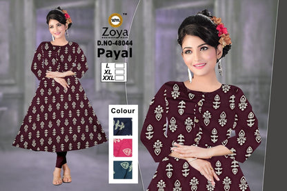 Payal 1403 Zoya Rayon Anarkali Kurtis Supplier India