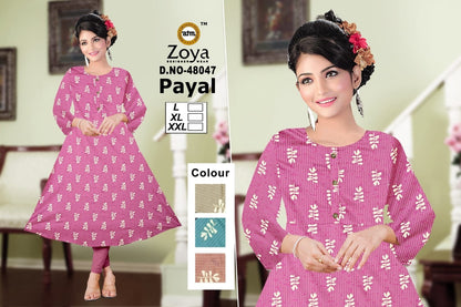Payal 1403 Zoya Rayon Anarkali Kurtis Supplier India