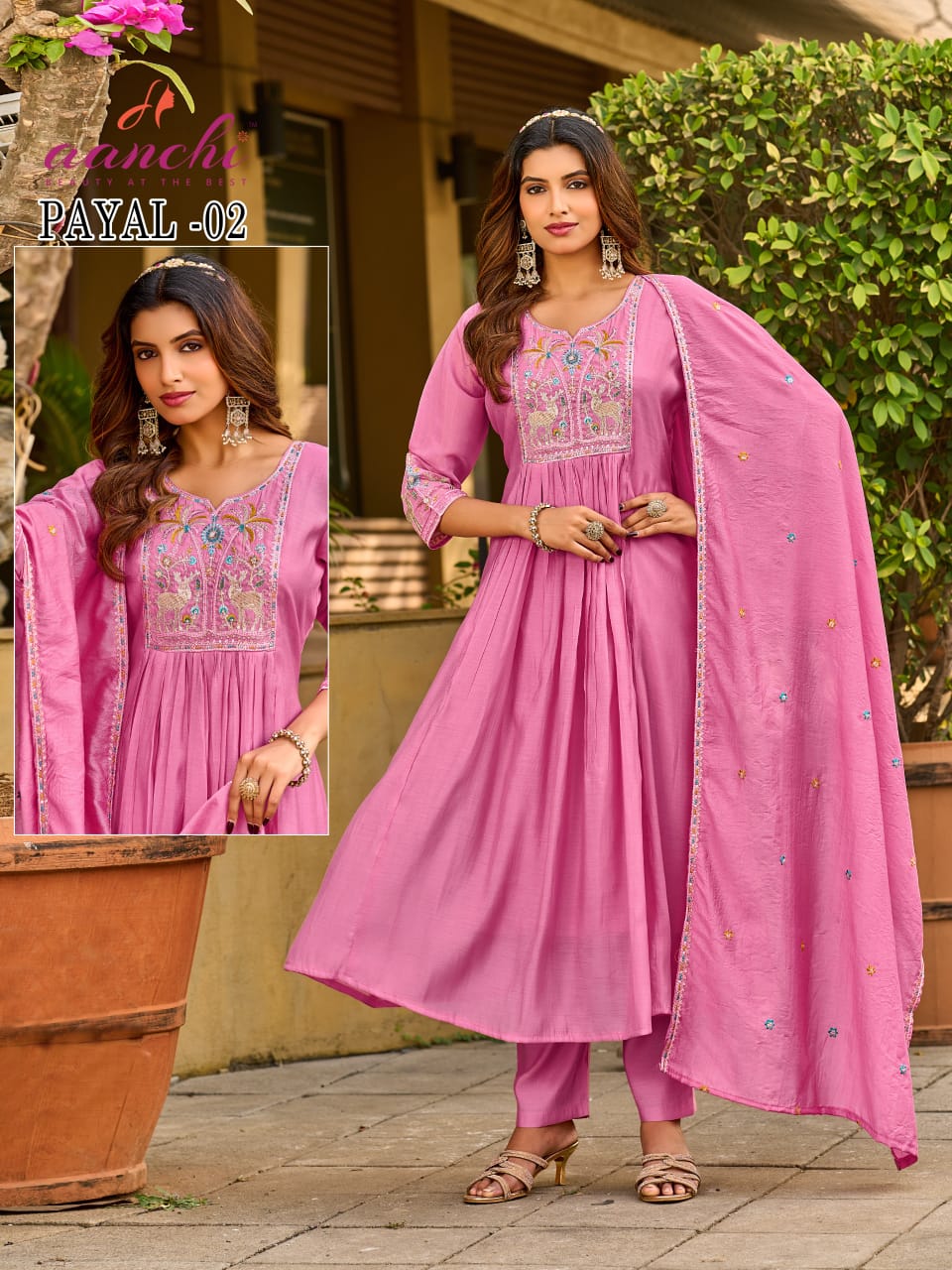 Payal Aanchi Chanderi Readymade Anarkali Suits Exporter Ahmedabad