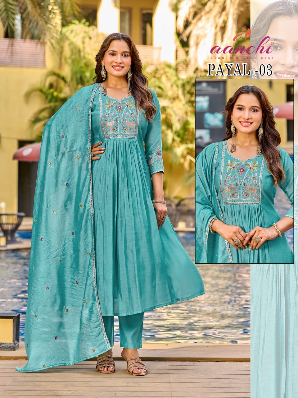 Payal Aanchi Chanderi Readymade Anarkali Suits Exporter Ahmedabad